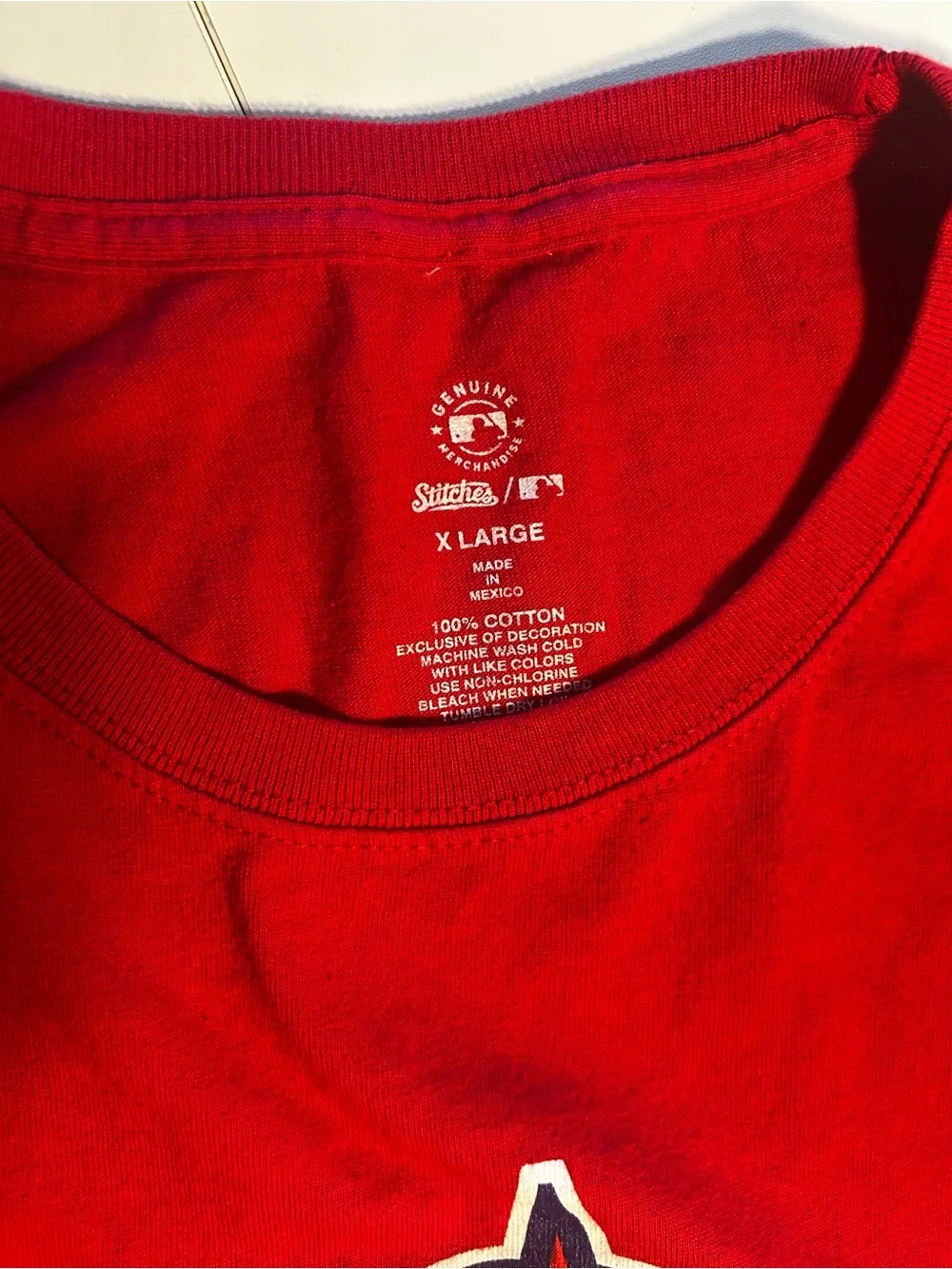 Stitches Red Los Angeles Angels Logo Short Sleeve Tee